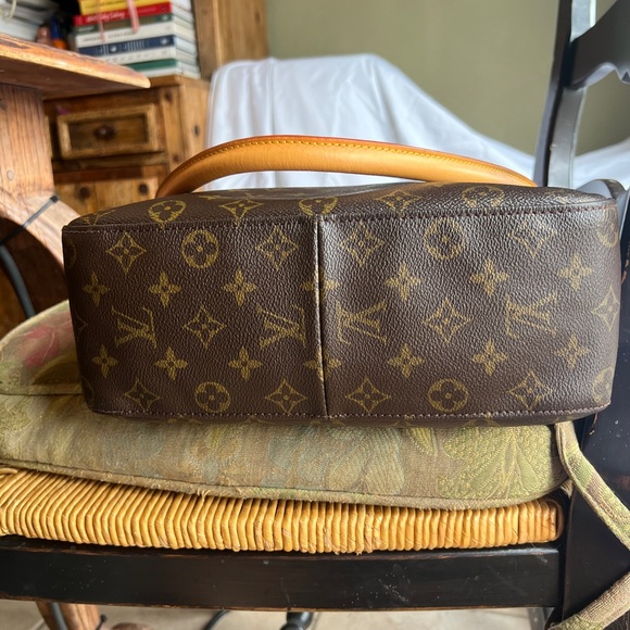 Louis Vuitton Dark Brown Monogram Shoulder Bag with Tan Looping  Strap - Picture 11 of 11